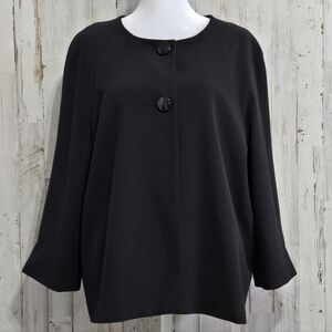 Sag Harbor Stretch Black 3/4 Sleeve Semi Open Suit Jacket Blazer Size 14